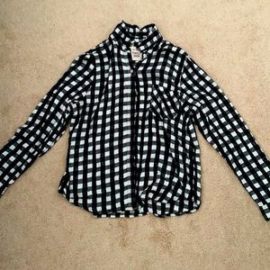 Black and White Plaid Button Down Shirt